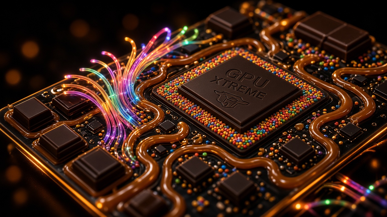 GPU board rendered in chocolate and caramel
